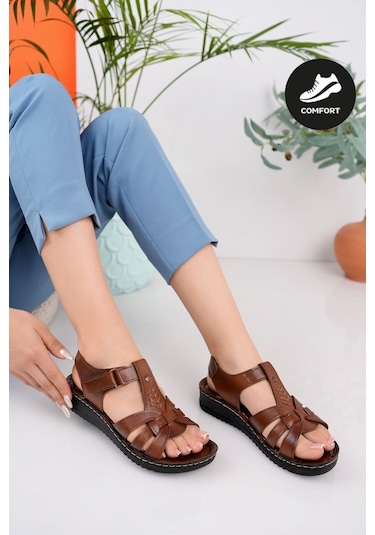 Muggo Soft Kadın Garantili Günlük Ortopedik Kaymaz Taban Comfort Rahat Sandalet Kahverengi Muggo Soft Kadın Garantili Günlük Ortopedik Kaymaz Taban Comfort Rahat Sandalet Kahverengi