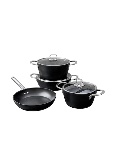 Hisar Lorena 7 Parça Titanyum Tencere Seti Siyah