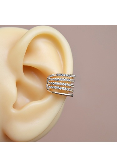 Çoklu Earcuff Gold Renkli Sıkıştırmalı Kıkırdak Küpesi Renkli