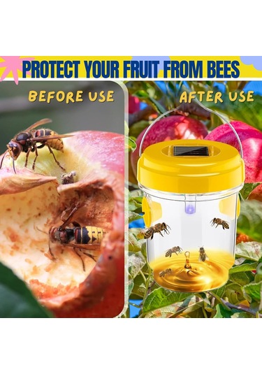 Ximistore9 Sokağa Asılı Güneş Enerjili Arı Tutucu - Güneşli Arı Tuzağı, Sarı Renk, 2 Adet