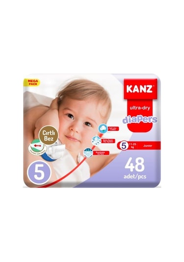Kanz Ultra-Dry Diapers Bebek Bezi 5 Numara Junior Mega Paket 48 Adet