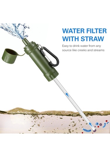 Dış Mekan Su Filtresi Saman Su Filtrasyon Sistemi Acil Durumlara Hazırlık İçin Su Arıtma Cihazı Renk: Yeşil