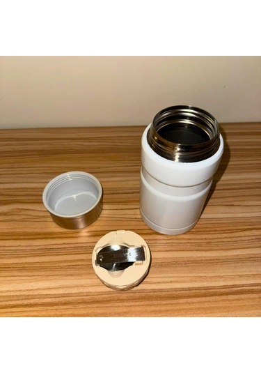 750 Ml Paslanmaz Çelik Yemek Termosu-çelik Kaşıklı,beyaz Beyaz