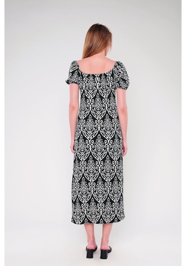 Gabria Ön Büzgülü Elbise Siyah-ekru Siyah - Ekru
