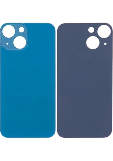 Apple Uyumlu iPhone 13 Mini Logolu Arka Pil Batarya Kapağı, Lens Hariç. Mavi