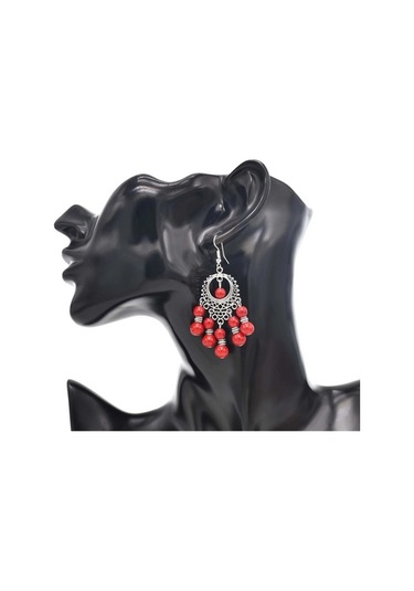 Ganzhoushop Taş Mor Mavi Küpeler Kırmızı Kadınlar İçin Etnik Damla Çingene Bohem Küpe Modeli Wv Mor