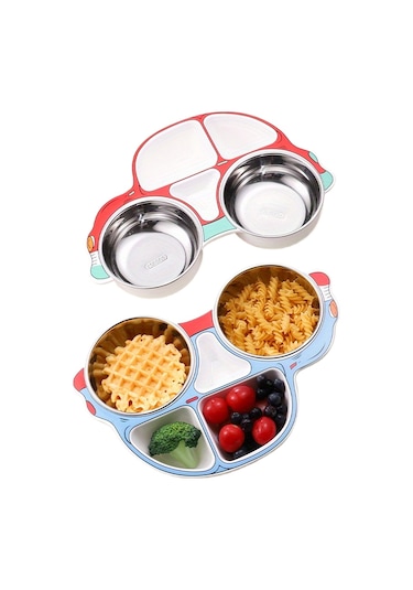 Paslanmaz Çelik Araba Şekli Çocuk Bölmeli Tabak