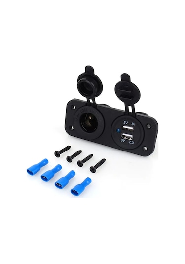 Çift Usb Araç Şarj Soketi ve Çakmaklık 2.1A/1A - 12 V