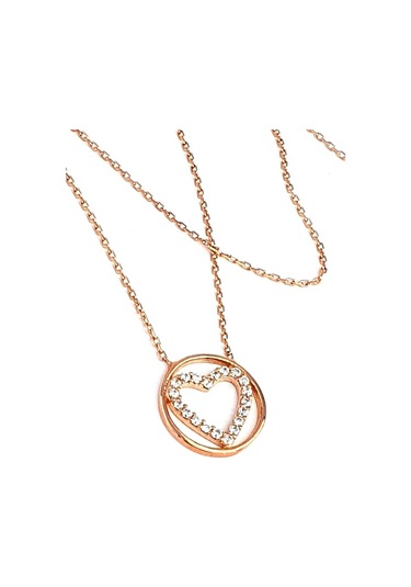 Kalp Figürlü 925 Ayar Gümüş Rose Kolye