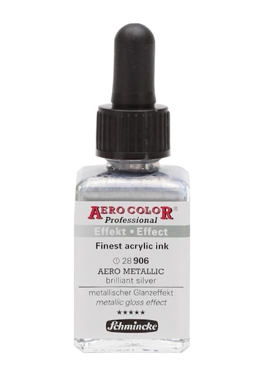 Schmincke Aero Color Shine Brillant Silver 906 Mürekkep 28ml