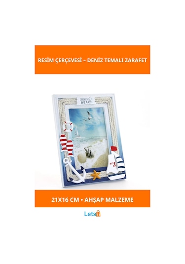 Ahşap Deniz Temalı Marin Resim Çerçevesi 21x16 Cm