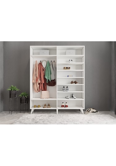 Açelya Portmanto Vestiyer Ayakkabılık Beyaz - Ücretsiz Kurulum M2