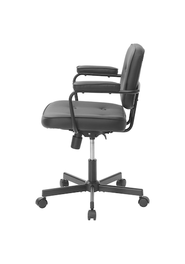 Button Çalışma Sandalyesi S.deri - Siyah 62x77-87x60 Cm Siyah