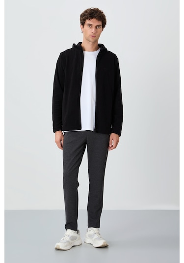 Tommy Life Connell Siyah Rahat Kalıp Polar Erkek Sweatshirt - 88313 Siyah