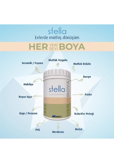Bianca Stella Su Bazlı Saf Akrilik Boya 1 Lt Beyaz 1 Lt