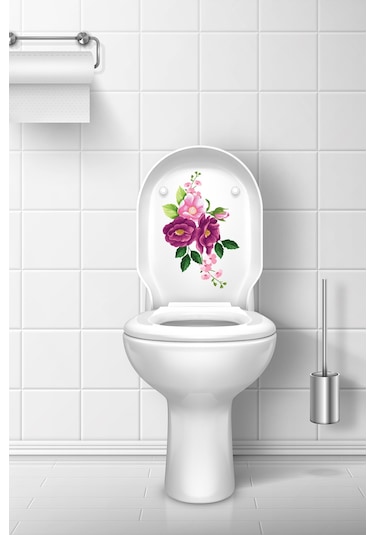 Mor Güller Güller Klozet Kapağı ve Banyo Sticker Seti