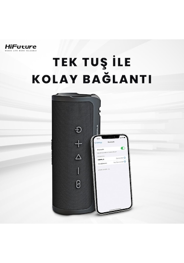 HiFuture Ripple BT5.3 IPX7 30W TWS Su Geçirmez Stereo Hoparlör Mavi