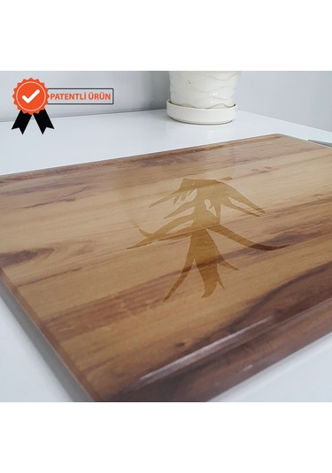Decorita Cam Kesme Tahtası Kanallı Kesme Tablası Yeni Ahşap Görünüm 25 x 35 CM