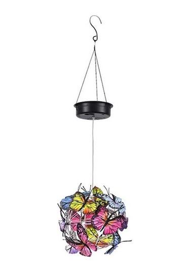 Novahub Demir Kelebek Top Sarkıt, Güneş Bahçe Dekorasyonu, Işık Yaratma, Kare Manzara, Açık Renk, Bahçe Atmosferi