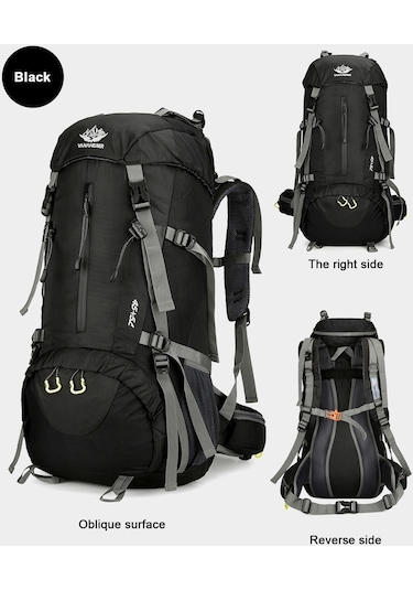 Vanaheımr-50l Yürüyüş Sırt Çantası Su Geçirmez Kamp Sırt Çantası,siyah Siyah