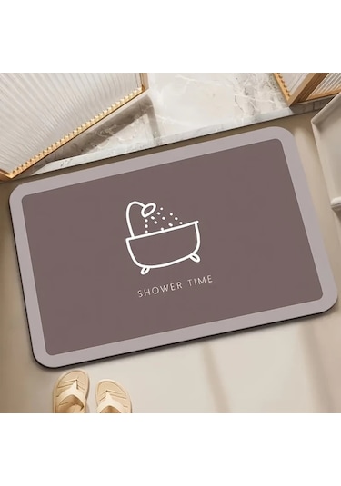 Elmpaly Modern Minimalist Banyo Paspası Diatom Çamur Yumuşak Emici Kaymaz 50x80cm Bej Kahverengi