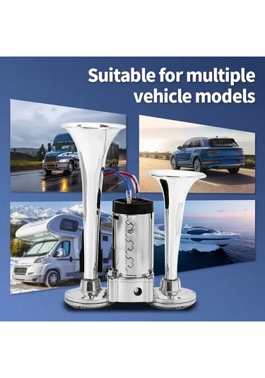 Motion003 Aazrzrz 2024 Yükseltilmiş Çift Tonlu Tren Kornası Gümüş Renkli 1 Nesil Düdük