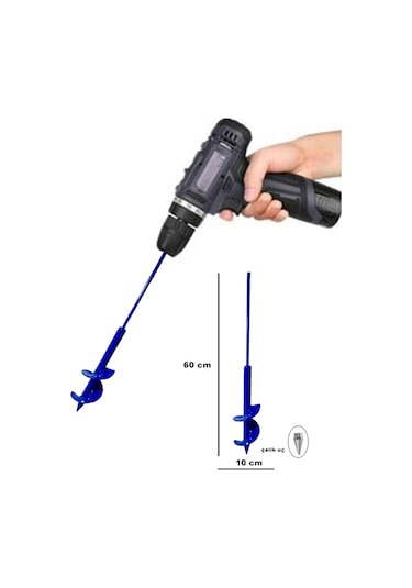 Matkap Uyumlu Burgu Makinesi Küçük Ağaç Fidan Dikme Aleti.10x60