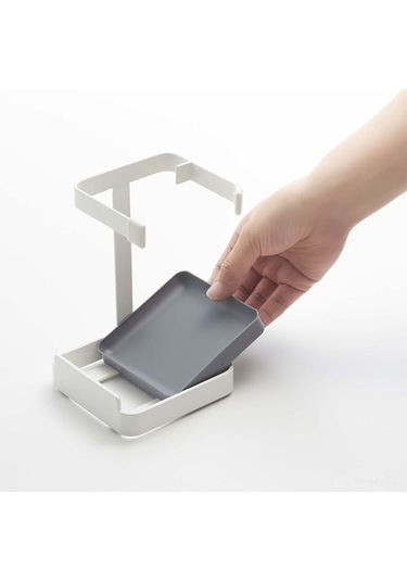 Xindoker Beyaz Demir Mutfak Rakusu - Tencere Kapağı Ve Kaşık Tutucu, Su Toplama Tankı İle, Uzun Ömürlü, Alan Tasarrufu, B Modeli 10x12x15 Cm Diğer