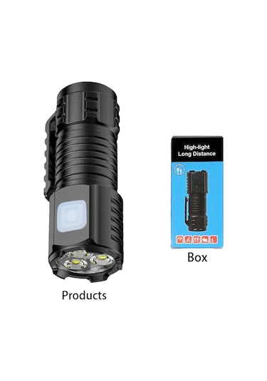 Heinast Yüksek Güçlü Type-c Şarj Edilebilir Cob El Feneri - Kamp & Yürüyüş Için Soğuk Beyaz