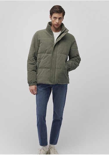 Mavi - Dik Yaka Yeşil Kadife Ceket 0110476-85485 Yeşil