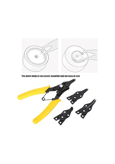 Jeemson Dört İşlevli Dış Ve İç Çemberli Pense Seti - Ergonomik Plastik Kollü, Pas Koruyucu, Kolay Montajlı, 3 Adet Çember Dahil
