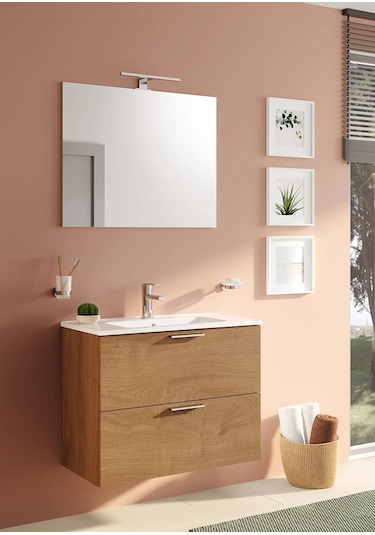 Vitra Mia Banyo Dolabı Seti Çekmeceli 80 Cm Altın Meşe 67093 Beyaz