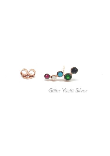 Mix Taş Çitir Çivi Gümüş Küpe Tek