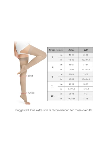 Teltree Uzun Süre Oturan/kalkışanlar İçin Bacak Kan Akışını İyileştirici, Daraltıcı Ve Destekleyici, 2. Seviye, Kalçaya Kadar, Ayağa Açık, Ten Rengi, Xxl Bilezikler Çok Renkli