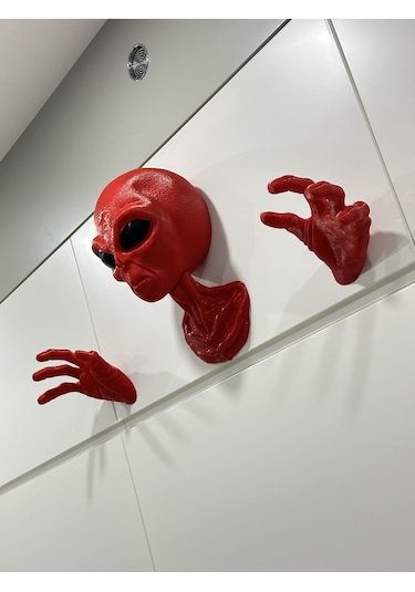 Alien Uzaylı Duvar Dekorasyonu Veya Kulaklık Standı Kırmızı