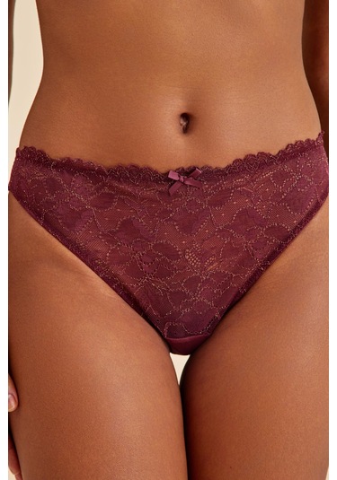 Roma Bordo 4'lü Dantelli Sütyen, Babydoll, Külot Çeyiz Seti Bordo
