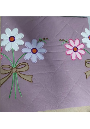 Fulya Çift Kişilik Nakışlı 4 Mevsim Kapitone Nevresim Seti Leylak