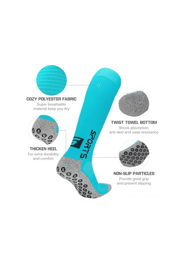 Monyee Uzun Ayaklı Spor Çorap Antibakteriyel Koku Engelleme Kaymaz Taban Futbol Basketbol Yoga Erkek Kadın Sarı