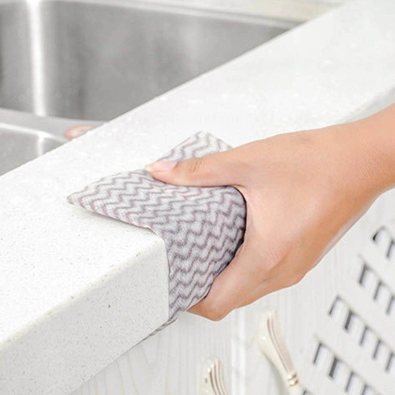 Neevoyu Tek Kullandım Atılan Mutfak Bezi - Yağ Tutmayan, Suyu Çeken Nonwoven Temizlik Ürünü Beyaz