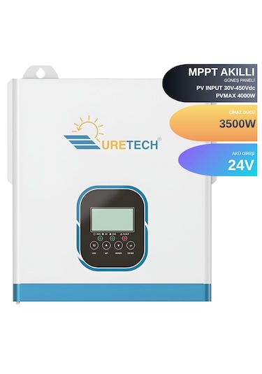 Uretech 3Kva 3000Va 2400 Watt Tam Sinüs Akıllı 40 A Mppt Inverter 24V-220V