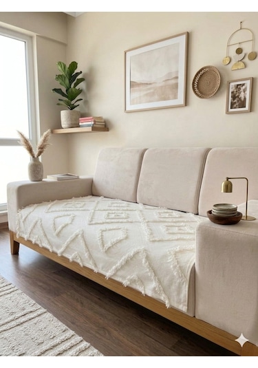 Jasmin Model Koltuk Örtüsü Açık Krem