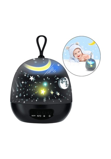 Homyl Yıldızlı Gece Işığı Projektörü 8 Renk Değiştirme Siyah Çok Renkli