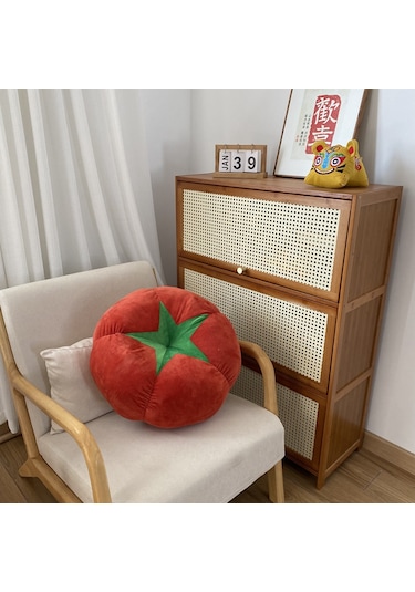 Tenfowee Mantar Desenli Kalın Yastık - Yuvarlak Domates Şeklinde Oturma Pedi Ve Puf Kahverengi