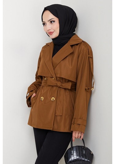 Nehar Rüzgarlıklı Astarlı Trenç 1621 - Kahve Kahverengi