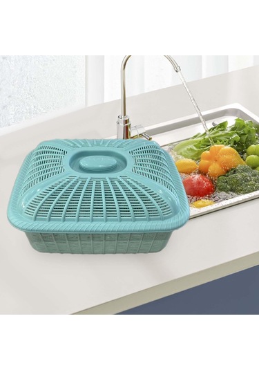 Suntek Kapaklı Meyve Sepeti Mutfak Aksesuarları Mavi-küçük