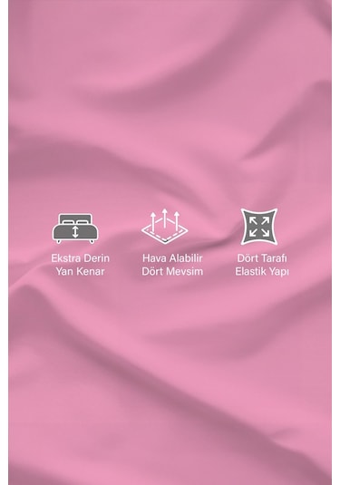 Ranforce Pembe Pamuklu Tek / Çift Kişilik Battal Tam Kenar Lastikli Çarşaf 14 Renk Fıtted Pembe