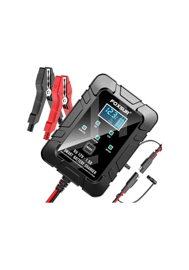 Geeroyoo Foxsur Akıllı Lcd Ekranlı 6v/12v Araç Şarj Cihazı - Motosiklet, Çim Biçme Makinesi Ve Agm/gel Aküler İçin