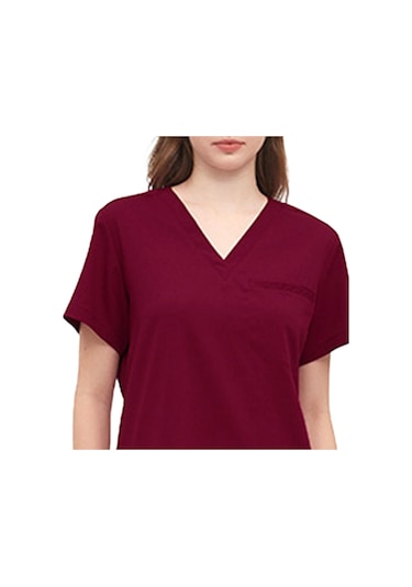 Suntek Kadın Üniforma Fırçalama Seti V Yaka S-kırmızı