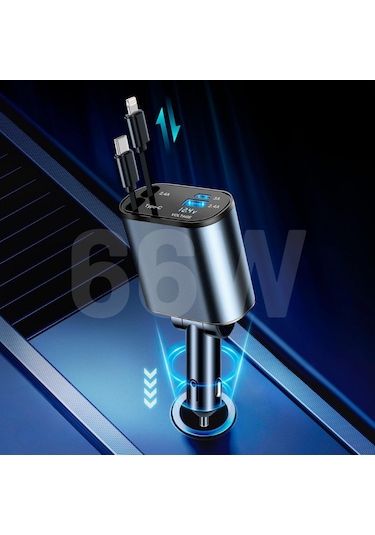 Embatech 66wdahili Kablolutype-c+lightning Hızlı Araç Şarj Cihazı