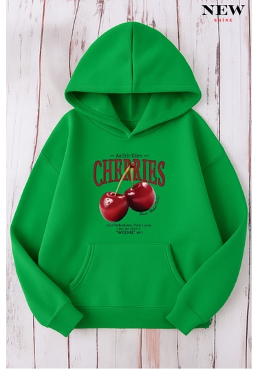 Cherries Baskılı Sweatshirt Yeşil